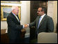 Vice President Dick Cheney welcomes the Bahraini Crown Prince Shaikh Salman bin Hamad al-Khalifa, Commander of the Bahrain Defense Force, for a meeting at the White House, Tuesday, September 12, 2006. White House photo by David Bohrer