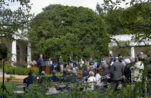 President George W. Bush holds a press conference in the Rose Garden Friday, Sept. 15, 2006. White House photo by Eric Draper