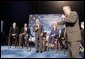 President George W. Bush is introduced by his brother, Florida Governor Jeb Bush, during a conversation on higher education and job training at Florida Community College in Jacksonville, Fla., Friday, Jan. 14, 2005. White House photo by Paul Morse.