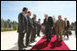 Vice President Dick Cheney greets Iraqi Kurdish officials Tuesday, March 18, 2008 upon arrival to the residence of the president of the Kurdish Regional Government in Irbil, Iraq. White House photo by David Bohrer
