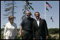 President George W. Bush and Laura Bush welcome President Nicolas Sarkozy of France upon his arrival to Walker’s Point Saturday, August 11, 2007, in Kennebunkport, Maine. White House photo by Joyce N. Boghosian