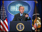 President George W. Bush calls on a reporter during a press conference Thursday, Aug. 9, 2007, in the James S. Brady Press Briefing Room. White House photo by Chris Greenberg