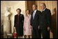 President George W. Bush and first lady Laura Bush are welcomed by King Albert II and Queen Paolo of Belgium at the palace office in Brussels, Monday, Feb. 21, 2005. White House photo by Eric Draper