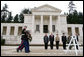 Mrs. Laura Bush participates in a wreath-laying ceremony at the Suresnes American Cemetery, an American cemetery for troops who gave their lives in World War I and World War II, near Paris Tuesday, Jan. 16, 2007. White House photo by Shealah Craighead