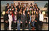 Mrs. Laura Bush poses for a photo with the Brazil Youth Ambassadors during their visit to the White House, Monday, Jan. 14, 2008. The organization promotes intercultural understanding among Brazilian and American youth.