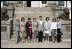 Mrs. Laura Bush joins the G8 spouses at Old Lumber Port in Wismar, Germany, as they meet for a group photo with Junior 8 Student Leaders.