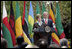 Mrs. Laura Bush is joined by President George W. Bush as she delivers remarks during a ceremony marking Malaria Awareness Day Wednesday, April 25, 2007, in the Rose Garden.