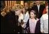 Lynne Cheney greets a young girl while visiting the U.S. Embassy in Rome Jan. 27, 2004. The visit concludes a five-day trip to Switzerland and Italy by Vice President Dick Cheney and Mrs. Cheney. White House photo by David Bohrer. 