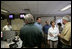 Laura Bush meets with first responders to Hurricane Katrina at the Acadian Ambulance Center in Lafayette, La., Friday, Sept. 2, 2005.