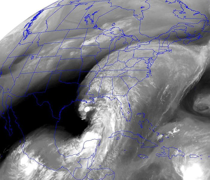 Visible and Water Vapor satellite images