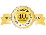 Logo that says SCSEP Training Older Workers, 40th Anniversary, 
1965 to 2005