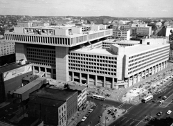 Photograph of FBI Headquarters under construction.