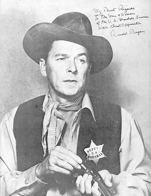 Photograph of Presdient Ronald Reagon as a U.S. Marshal