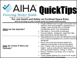 AIHA’s Job Health and Safety on Confined Space Entry Quick Tips