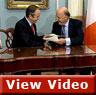 On September 24, 2008, Deputy Secretary of State John Negroponte and the Foreign Minister of Ireland Micheál Martin sign the memorandum of understanding between the governments of the United States of America and the Government of Ireland on a 12-month Intern Work and Travel Pilot Program.