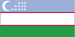 Flag of Uzbekistan is three equal horizontal bands of blue (top), red-edged white, and green with a white crescent moon and 12 white stars in the upper hoist-side quadrant.