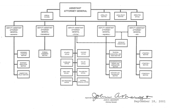 Antitrust Division organization chart
