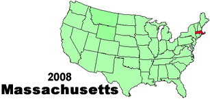 United States map showing the location of Massachusetts