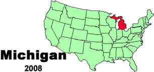 United States map showing the location of Michigan