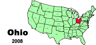 United States map showing the location of Ohio