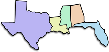 States - Texas, Louisiana, Mississippi, Alabama