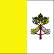 The flag of the Holy See is two vertical bands of yellow (hoist side) and white with the arms of the Holy See, consisting of the crossed keys of Saint Peter surmounted by the three-tiered papal tiara, centered in the white band.