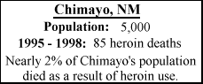 Nearly 2% of Chimayo's population died as a result of heroin use.