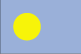 Palau flag is light blue with a large yellow disk - representing the moon - shifted slightly to the hoist side.