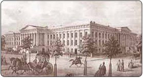 El primer edificio del Interior, 1852 -1917. El edificio de la Patent Office fue la oficina principal del departamento. Actualmente es ocupado por la Portrait Gallery y el National Museum of American Art de la Smithsonian Institution. 