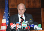 Press Availability by Deputy Secretary Negroponte in Azerbaijan. State Department photo