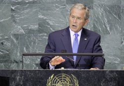 President Bush addresses United Nations General Assembly at the United Nations Headquarters in New York. [?AP Images]