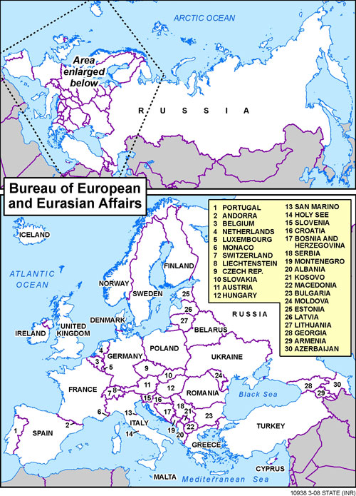 Map of Europe and Eurasia