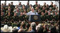 President George W. Bush speaks on immigration reform during a stop Monday, April 9, 2007, in Yuma, Ariz. Said the President, "I can't think of a better place to come and to talk about the good work that's being done and the important work that needs to be done in Washington, D.C., and that's right here in Yuma, Arizona, a place full of decent, hardworking, honorable people."  White House photo by Eric Draper