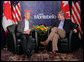 President George W. Bush meets with Canadian Prime Minster Stephen Harper during the North American Leaders' Summit Monday, Aug. 20, 2007, in Montebello, Canada. White House photo by Eric Draper