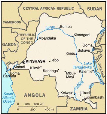 Map of the Republic of the Congo.