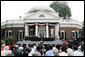 President George W. Bush delivers remark at Monticello's 46th Annual Independence Day Celebration and Naturalization Ceremony Friday, July 4. 2008, in Charlottesville, VA.  White House photo by Joyce N. Boghosian