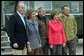 President George W. Bush, Laura Bush, and former President George H.W. Bush welcome Their Majesties King Juan Carlos and Queen Sofia of Spain to the Bush Ranch in Crawford, Texas, Wednesday, Nov. 24, 2004.  White House photo by Tina Hager