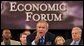 President George W. Bush makes a statement on how to improve the economy at the plenary session of the President's Economic Forum held at Baylor University in Waco, Texas on Tuesday August 13, 2002.  