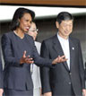 Secretary Rice and Japanese Foreign Minister Masahiko Komura during a group photo session of the G8 Foreign Ministers Meeting at the guesthouse in Kyoto western Japan [© AP Image]