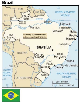 Map and flag of Brazil.