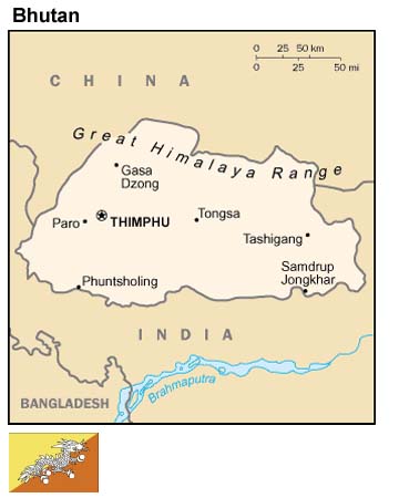 Map of Bhutan