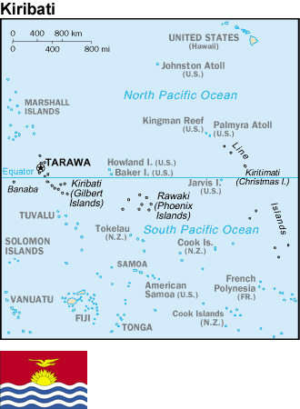 Map and flag of Kiribati