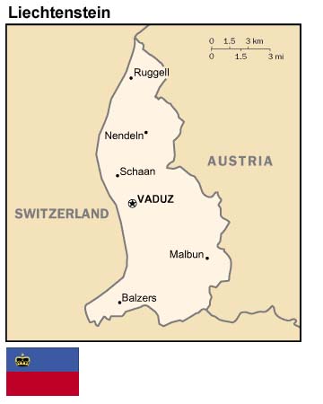 Liechtenstein: Map and Flag