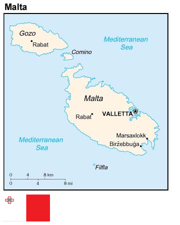 Malta map and flag