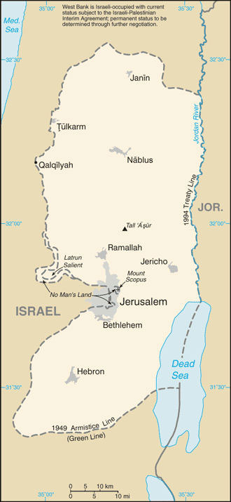 Map of the West Bank