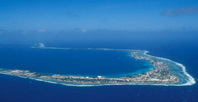 Arial view of Majuro, capital of the Marshall Islands.