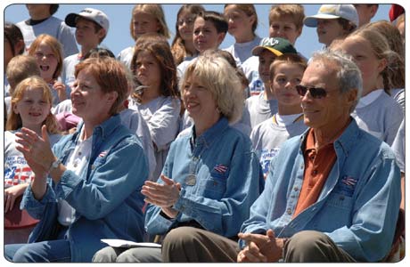 Take Pride in America executive director Marti Allbright, Interior Secretary Gale Norton and actor/director Clint Eastwood joined the celebration with students of Carmel River School, which was designated the nation's first Take Pride in America School. 