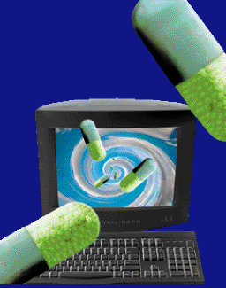 Capsules coming out the computer screen