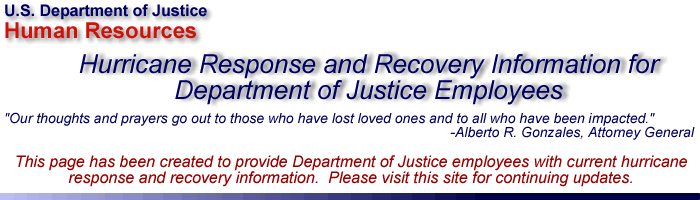 Hurricane Response and Recovery Information for DOJ Employees