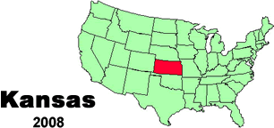 United States map showing the location of Kansas